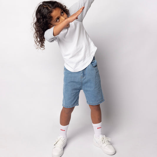 Kids Relaxed Denim Short - 90's Blue Wash