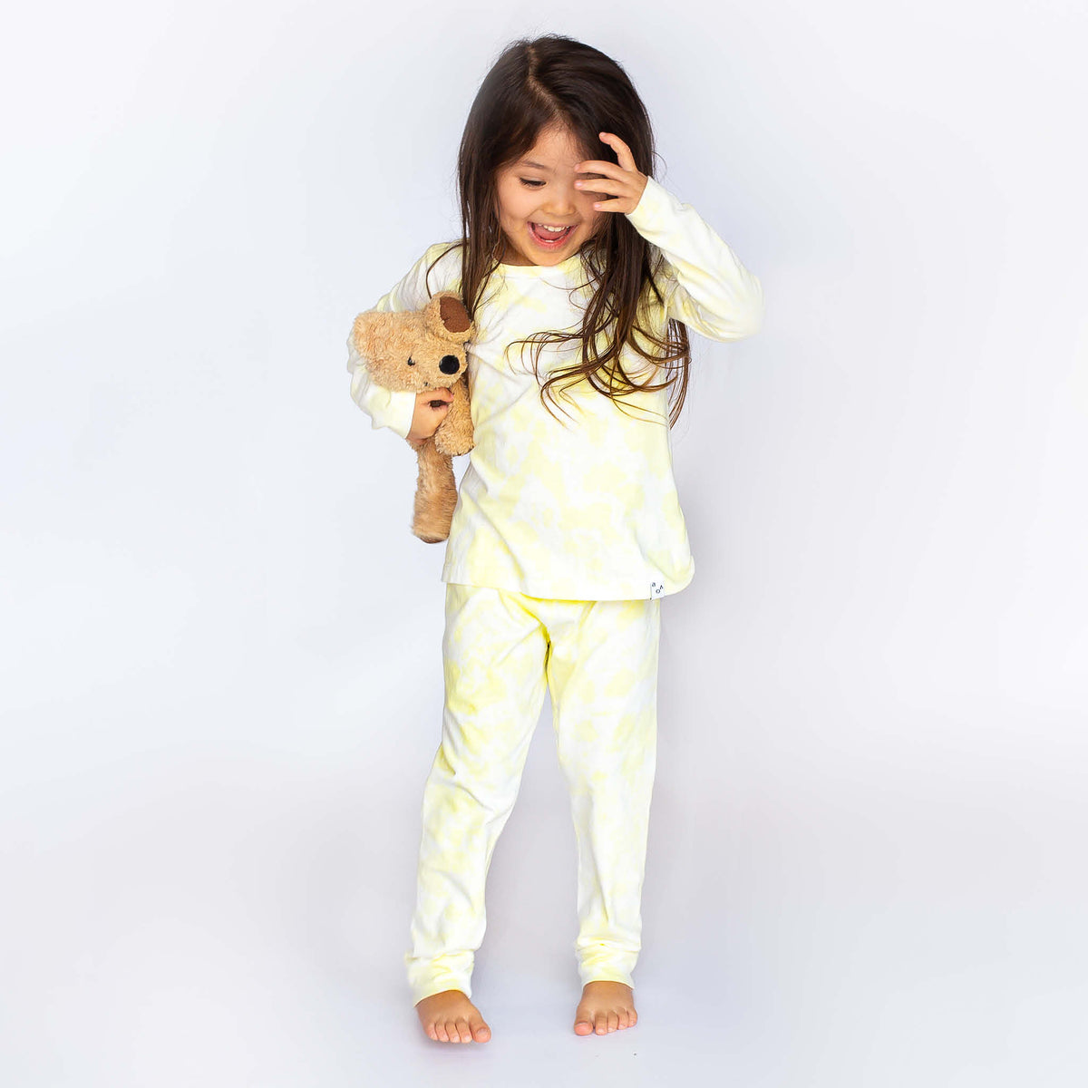 Yellow Tie Dye Pyjamas on Happy Girl Boa Basics